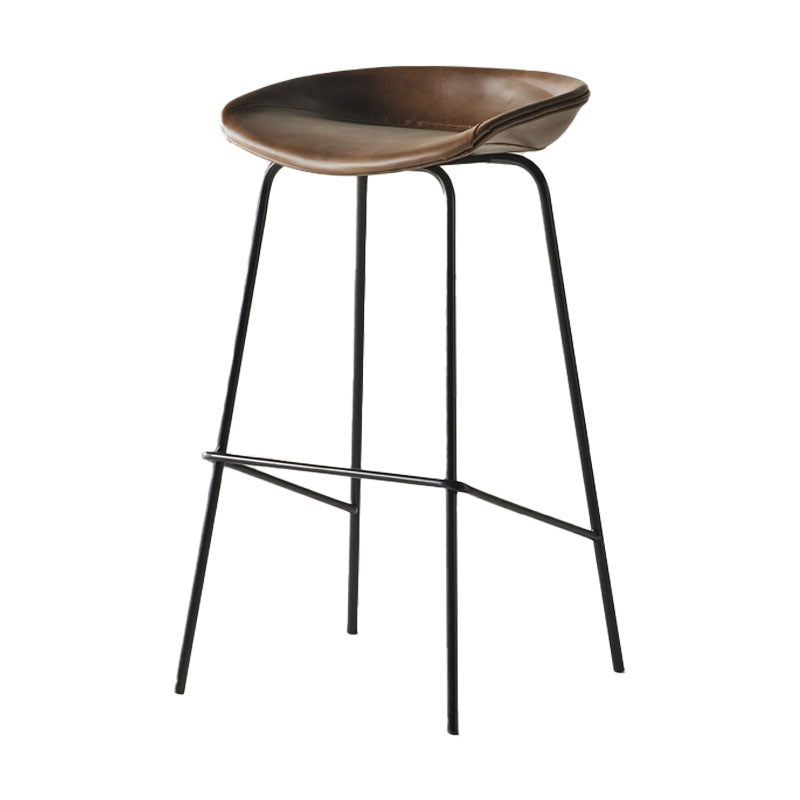 Industrial Style Bar Stool Iron Legs Bucket Seat for Restaurant Bar Brown 1 Piece Clearhalo 'Bar Furniture' 'Bar Stools' 'bar_stools' 'furn' 'furn_bar_stools' 'furniture_bar_stools' 'Kitchen & Dining Furniture' 'kitchen&dining_furn' 'kitchen' 'kitchen_furn' Furniture' 4575657