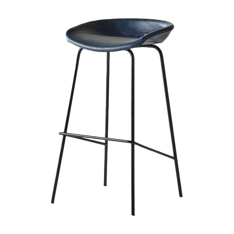 Industrial Style Bar Stool Iron Legs Bucket Seat for Restaurant Bar Blue 1 Piece Clearhalo 'Bar Furniture' 'Bar Stools' 'bar_stools' 'furn' 'furn_bar_stools' 'furniture_bar_stools' 'Kitchen & Dining Furniture' 'kitchen&dining_furn' 'kitchen' 'kitchen_furn' Furniture' 4575673