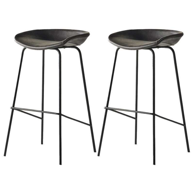 Industrial Style Bar Stool Iron Legs Bucket Seat for Restaurant Bar Cream Gray 2 Piece Set Clearhalo 'Bar Furniture' 'Bar Stools' 'bar_stools' 'furn' 'furn_bar_stools' 'furniture_bar_stools' 'Kitchen & Dining Furniture' 'kitchen&dining_furn' 'kitchen' 'kitchen_furn' Furniture' 4575682