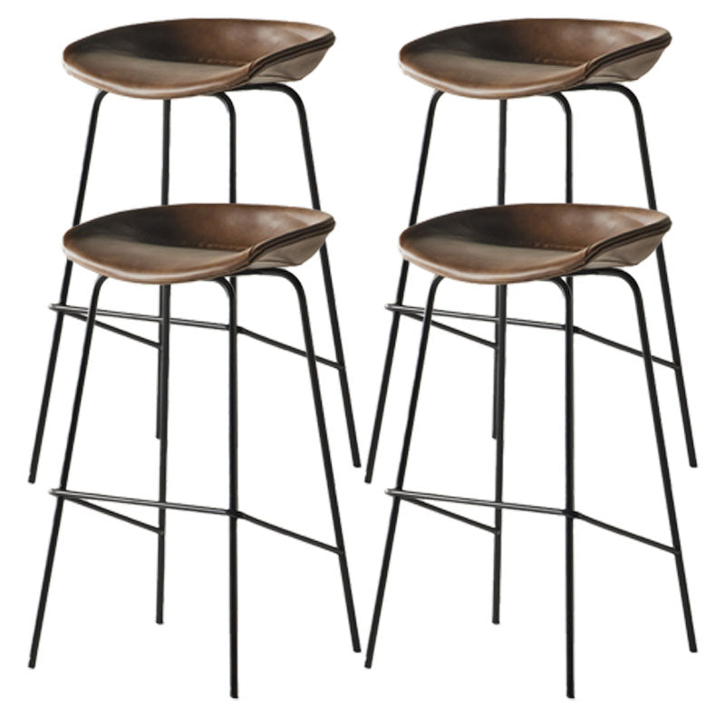 Industrial Style Bar Stool Iron Legs Bucket Seat for Restaurant Bar Brown 4 Piece Set Clearhalo 'Bar Furniture' 'Bar Stools' 'bar_stools' 'furn' 'furn_bar_stools' 'furniture_bar_stools' 'Kitchen & Dining Furniture' 'kitchen&dining_furn' 'kitchen' 'kitchen_furn' Furniture' 4575687