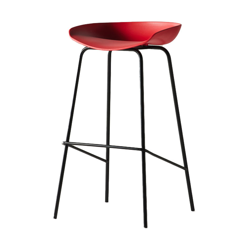 Industrial Style Bar Chair Bucket Seat Iron Legs for Restaurant Bar Red 1 Piece Bar Stool(30"H) Clearhalo 'Bar Furniture' 'Bar Stools' 'bar_stools' 'furn' 'furn_bar_stools' 'furniture_bar_stools' 'Kitchen & Dining Furniture' 'kitchen&dining_furn' 'kitchen' 'kitchen_furn' Furniture' 4575708