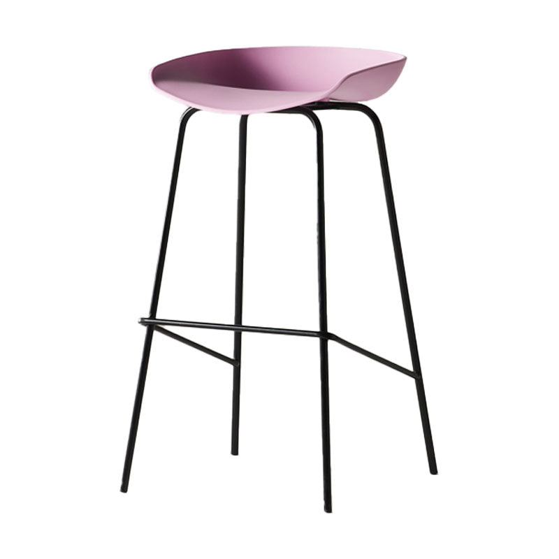 Industrial Style Bar Chair Bucket Seat Iron Legs for Restaurant Bar Pink 1 Piece Bar Stool(30"H) Clearhalo 'Bar Furniture' 'Bar Stools' 'bar_stools' 'furn' 'furn_bar_stools' 'furniture_bar_stools' 'Kitchen & Dining Furniture' 'kitchen&dining_furn' 'kitchen' 'kitchen_furn' Furniture' 4575723