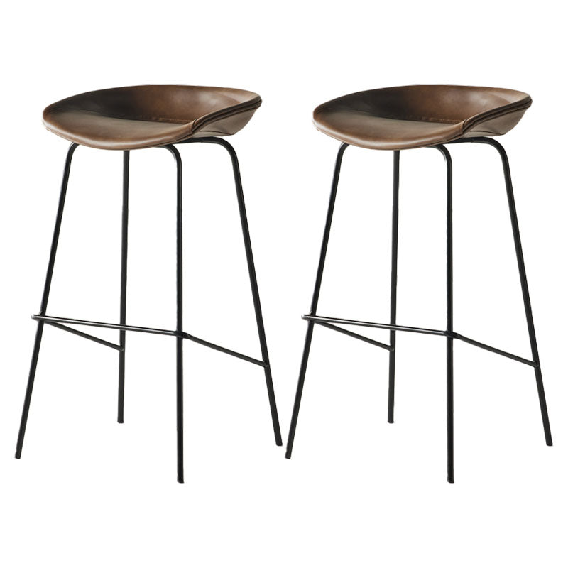 Industrial Style Bar Chair Bucket Seat Iron Legs for Restaurant Bar Brown 2 Piece Set Clearhalo 'Bar Furniture' 'Bar Stools' 'bar_stools' 'furn' 'furn_bar_stools' 'furniture_bar_stools' 'Kitchen & Dining Furniture' 'kitchen&dining_furn' 'kitchen' 'kitchen_furn' Furniture' 4575725