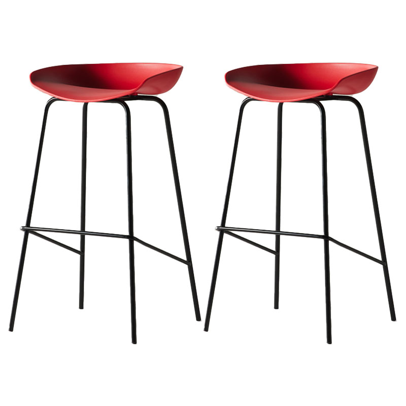 Industrial Style Bar Chair Bucket Seat Iron Legs for Restaurant Bar Red 2 Piece Set Bar Stool(30"H) Clearhalo 'Bar Furniture' 'Bar Stools' 'bar_stools' 'furn' 'furn_bar_stools' 'furniture_bar_stools' 'Kitchen & Dining Furniture' 'kitchen&dining_furn' 'kitchen' 'kitchen_furn' Furniture' 4575729