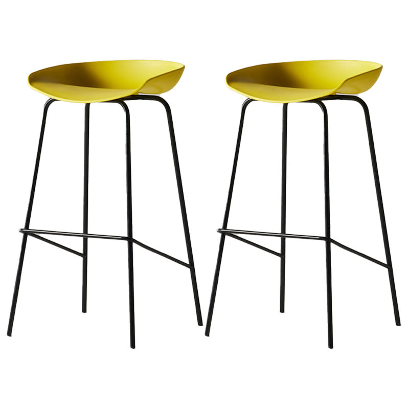 Industrial Style Bar Chair Bucket Seat Iron Legs for Restaurant Bar Yellow 2 Piece Set Bar Stool(30"H) Clearhalo 'Bar Furniture' 'Bar Stools' 'bar_stools' 'furn' 'furn_bar_stools' 'furniture_bar_stools' 'Kitchen & Dining Furniture' 'kitchen&dining_furn' 'kitchen' 'kitchen_furn' Furniture' 4575735