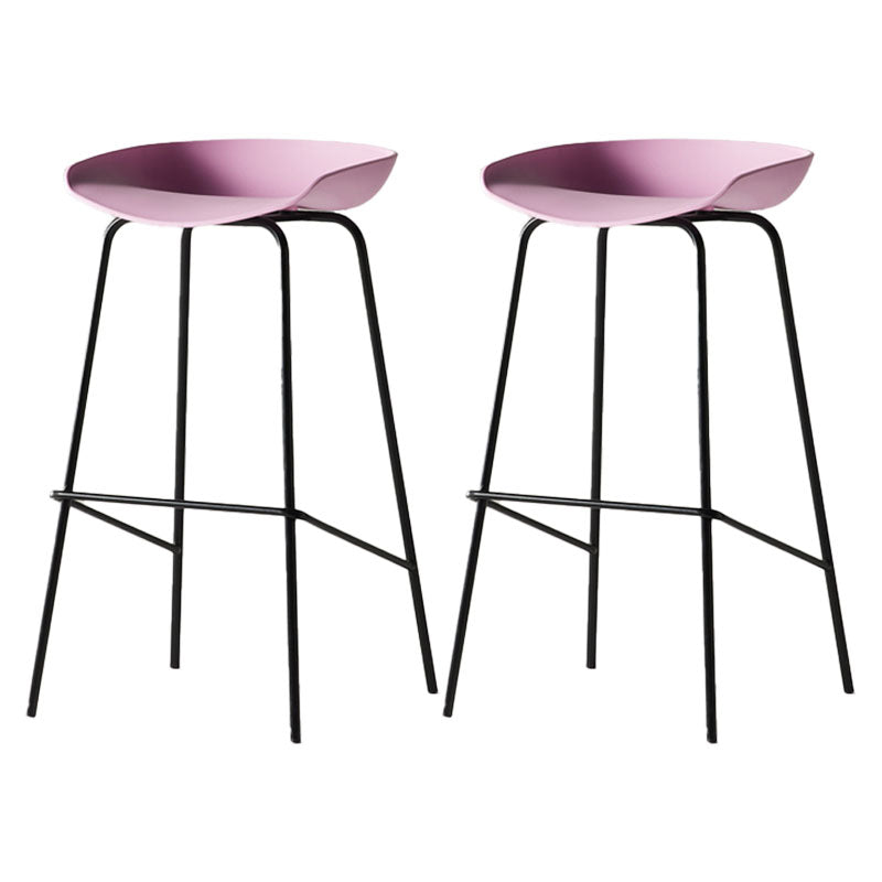 Industrial Style Bar Chair Bucket Seat Iron Legs for Restaurant Bar Pink 2 Piece Set Bar Stool(30"H) Clearhalo 'Bar Furniture' 'Bar Stools' 'bar_stools' 'furn' 'furn_bar_stools' 'furniture_bar_stools' 'Kitchen & Dining Furniture' 'kitchen&dining_furn' 'kitchen' 'kitchen_furn' Furniture' 4575737