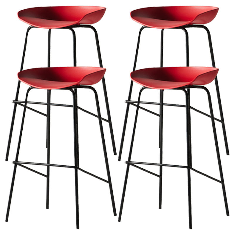 Industrial Style Bar Chair Bucket Seat Iron Legs for Restaurant Bar Red 4 Piece Set Bar Stool(30"H) Clearhalo 'Bar Furniture' 'Bar Stools' 'bar_stools' 'furn' 'furn_bar_stools' 'furniture_bar_stools' 'Kitchen & Dining Furniture' 'kitchen&dining_furn' 'kitchen' 'kitchen_furn' Furniture' 4575743