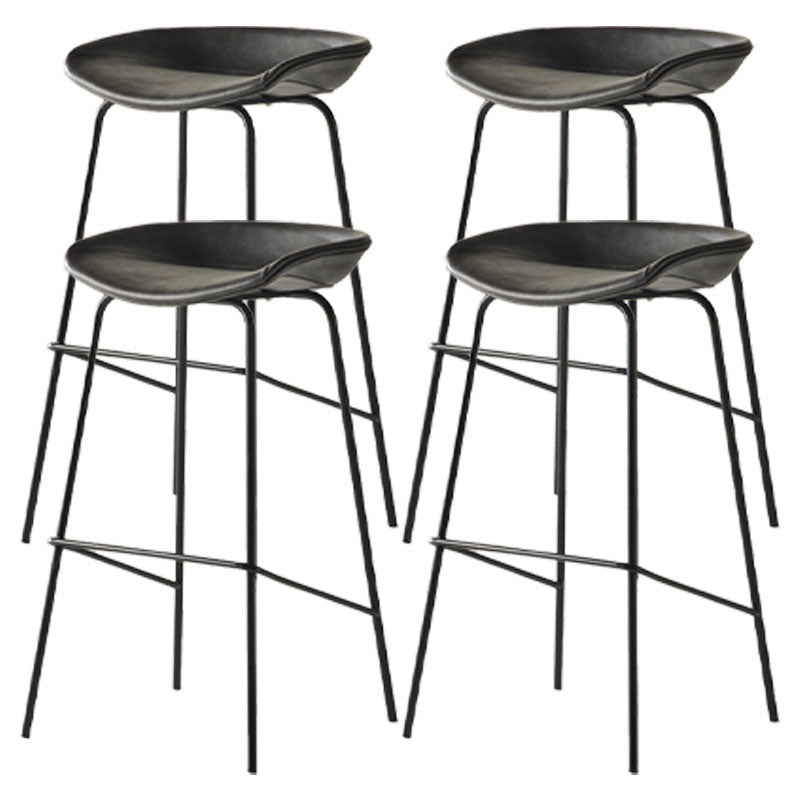 Industrial Style Bar Chair Bucket Seat Iron Legs for Restaurant Bar Smoke Gray 4 Piece Set Clearhalo 'Bar Furniture' 'Bar Stools' 'bar_stools' 'furn' 'furn_bar_stools' 'furniture_bar_stools' 'Kitchen & Dining Furniture' 'kitchen&dining_furn' 'kitchen' 'kitchen_furn' Furniture' 4575745