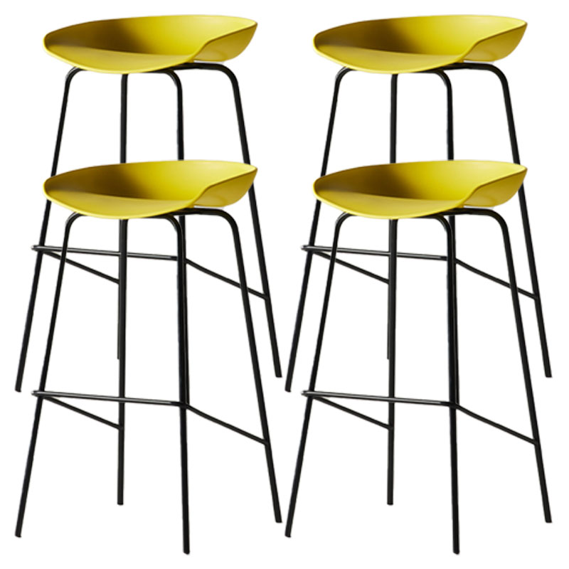 Industrial Style Bar Chair Bucket Seat Iron Legs for Restaurant Bar Yellow 4 Piece Set Bar Stool(30"H) Clearhalo 'Bar Furniture' 'Bar Stools' 'bar_stools' 'furn' 'furn_bar_stools' 'furniture_bar_stools' 'Kitchen & Dining Furniture' 'kitchen&dining_furn' 'kitchen' 'kitchen_furn' Furniture' 4575749