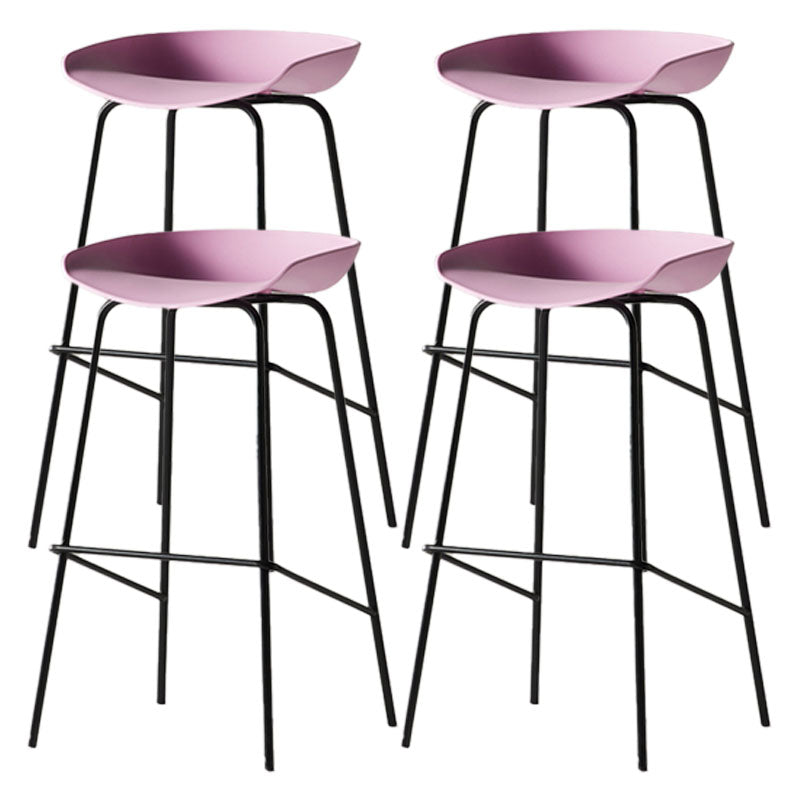 Industrial Style Bar Chair Bucket Seat Iron Legs for Restaurant Bar Pink 4 Piece Set Bar Stool(30"H) Clearhalo 'Bar Furniture' 'Bar Stools' 'bar_stools' 'furn' 'furn_bar_stools' 'furniture_bar_stools' 'Kitchen & Dining Furniture' 'kitchen&dining_furn' 'kitchen' 'kitchen_furn' Furniture' 4575751