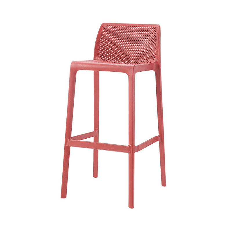 Modern Style Plastic Bar Stool with Footrest and Stackable Bistro Simple Bar Stool Red 1 Piece Clearhalo 'Bar Furniture' 'Bar Stools' 'bar_stools' 'furn' 'furn_bar_stools' 'furniture_bar_stools' 'Kitchen & Dining Furniture' 'kitchen&dining_furn' 'kitchen' 'kitchen_furn' Furniture' 4575787
