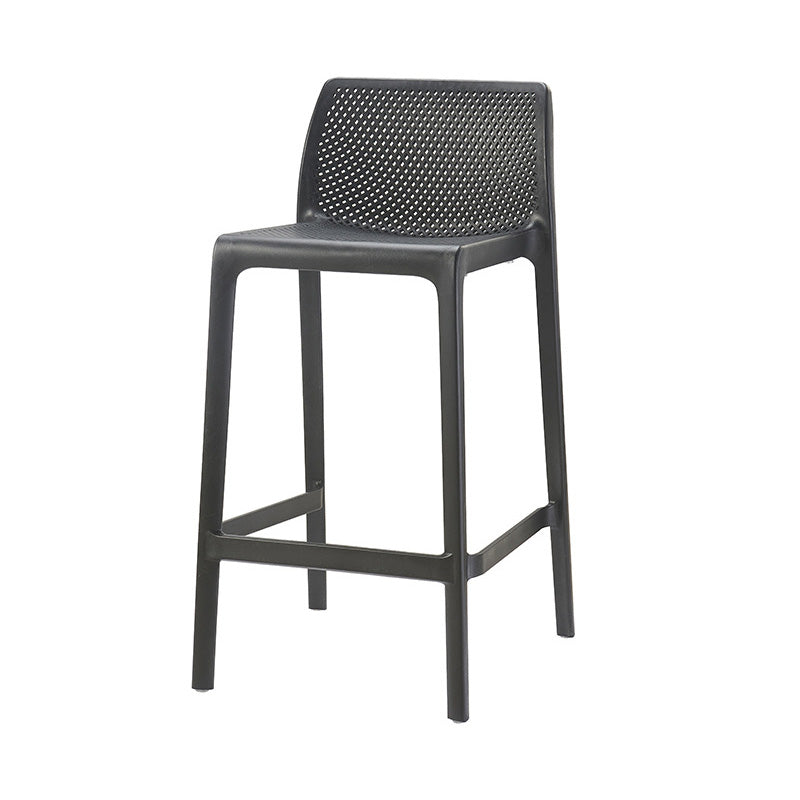 Modern Style Plastic Bar Stool with Footrest and Stackable Bistro Simple Bar Stool Black 1 Piece Clearhalo 'Bar Furniture' 'Bar Stools' 'bar_stools' 'furn' 'furn_bar_stools' 'furniture_bar_stools' 'Kitchen & Dining Furniture' 'kitchen&dining_furn' 'kitchen' 'kitchen_furn' Furniture' 4575792