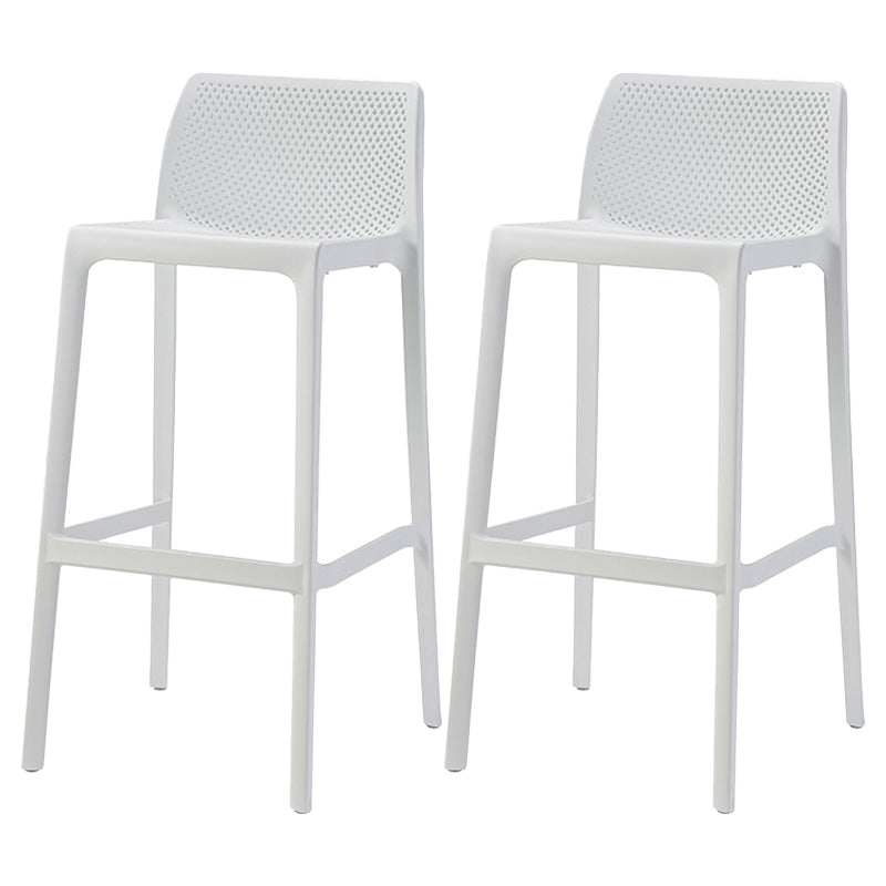 Modern Style Plastic Bar Stool with Footrest and Stackable Bistro Simple Bar Stool White 2 Piece Set Clearhalo 'Bar Furniture' 'Bar Stools' 'bar_stools' 'furn' 'furn_bar_stools' 'furniture_bar_stools' 'Kitchen & Dining Furniture' 'kitchen&dining_furn' 'kitchen' 'kitchen_furn' Furniture' 4575798