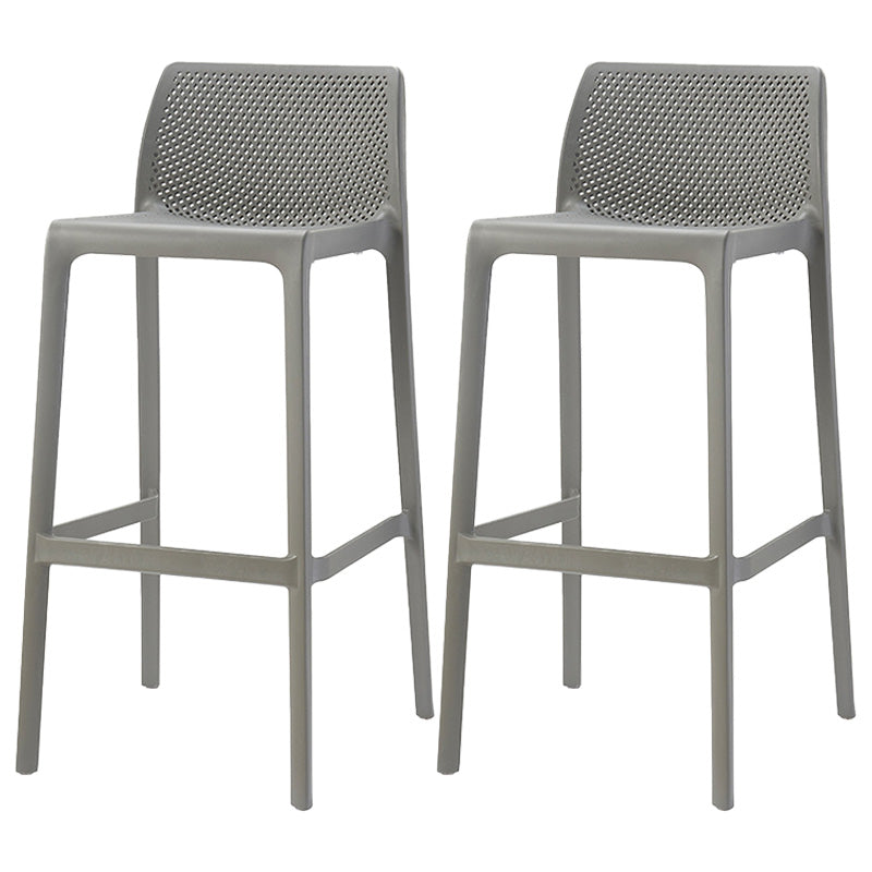 Modern Style Plastic Bar Stool with Footrest and Stackable Bistro Simple Bar Stool Grey 2 Piece Set Clearhalo 'Bar Furniture' 'Bar Stools' 'bar_stools' 'furn' 'furn_bar_stools' 'furniture_bar_stools' 'Kitchen & Dining Furniture' 'kitchen&dining_furn' 'kitchen' 'kitchen_furn' Furniture' 4575799