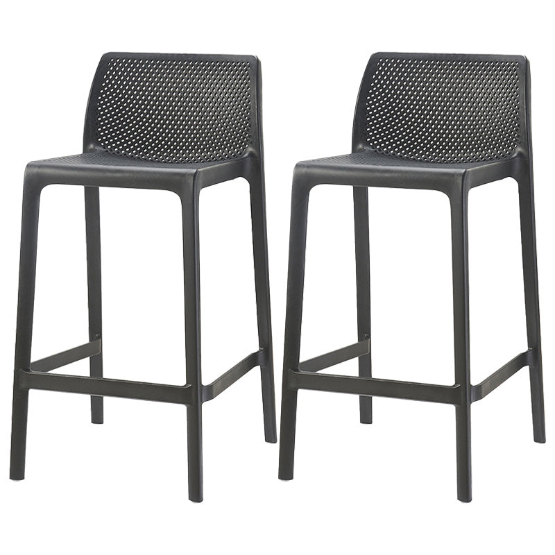 Modern Style Plastic Bar Stool with Footrest and Stackable Bistro Simple Bar Stool Black 2 Piece Set Clearhalo 'Bar Furniture' 'Bar Stools' 'bar_stools' 'furn' 'furn_bar_stools' 'furniture_bar_stools' 'Kitchen & Dining Furniture' 'kitchen&dining_furn' 'kitchen' 'kitchen_furn' Furniture' 4575800