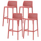 Modern Style Plastic Bar Stool with Footrest and Stackable Bistro Simple Bar Stool Red 4 Piece Set Clearhalo 'Bar Furniture' 'Bar Stools' 'bar_stools' 'furn' 'furn_bar_stools' 'furniture_bar_stools' 'Kitchen & Dining Furniture' 'kitchen&dining_furn' 'kitchen' 'kitchen_furn' Furniture' 4575802