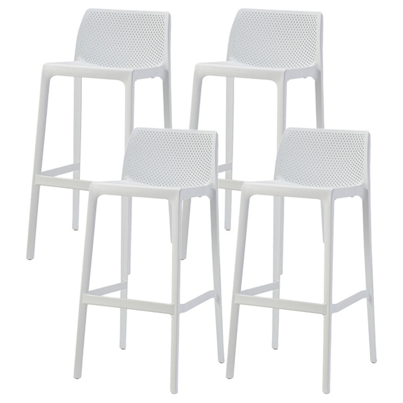 Modern Style Plastic Bar Stool with Footrest and Stackable Bistro Simple Bar Stool White 4 Piece Set Clearhalo 'Bar Furniture' 'Bar Stools' 'bar_stools' 'furn' 'furn_bar_stools' 'furniture_bar_stools' 'Kitchen & Dining Furniture' 'kitchen&dining_furn' 'kitchen' 'kitchen_furn' Furniture' 4575803