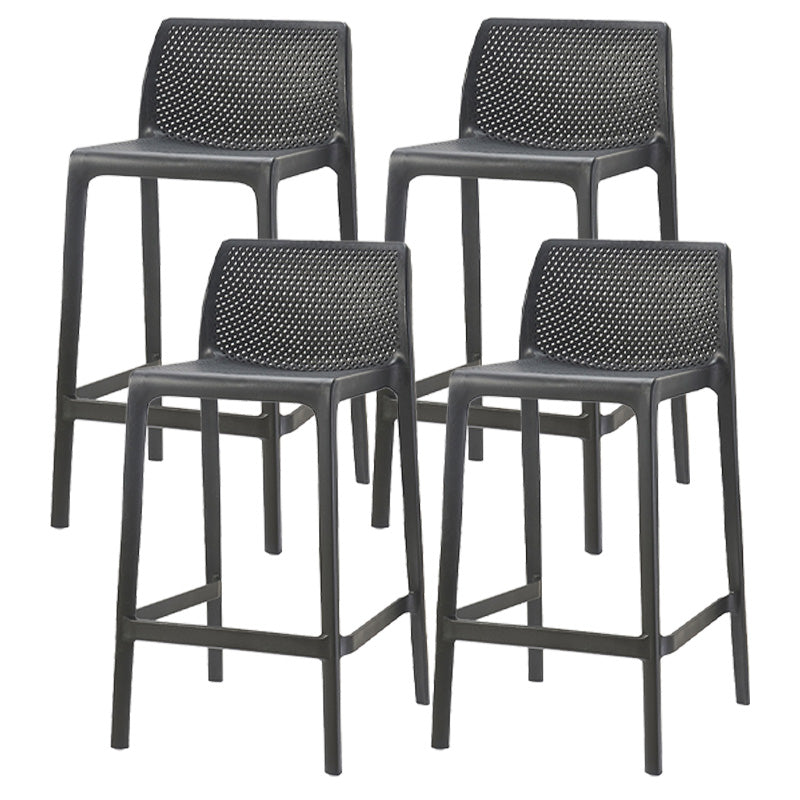 Modern Style Plastic Bar Stool with Footrest and Stackable Bistro Simple Bar Stool Black 4 Piece Set Clearhalo 'Bar Furniture' 'Bar Stools' 'bar_stools' 'furn' 'furn_bar_stools' 'furniture_bar_stools' 'Kitchen & Dining Furniture' 'kitchen&dining_furn' 'kitchen' 'kitchen_furn' Furniture' 4575805