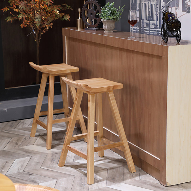 Contemporary Solid Wood Bar Stool Indoor Bar Stool With Footrest and Wood Seat Clearhalo 'Bar Furniture' 'Bar Stools' 'bar_stools' 'furn' 'furn_bar_stools' 'furniture_bar_stools' 'Kitchen & Dining Furniture' 'kitchen&dining_furn' 'kitchen' 'kitchen_furn' Furniture' 4575809