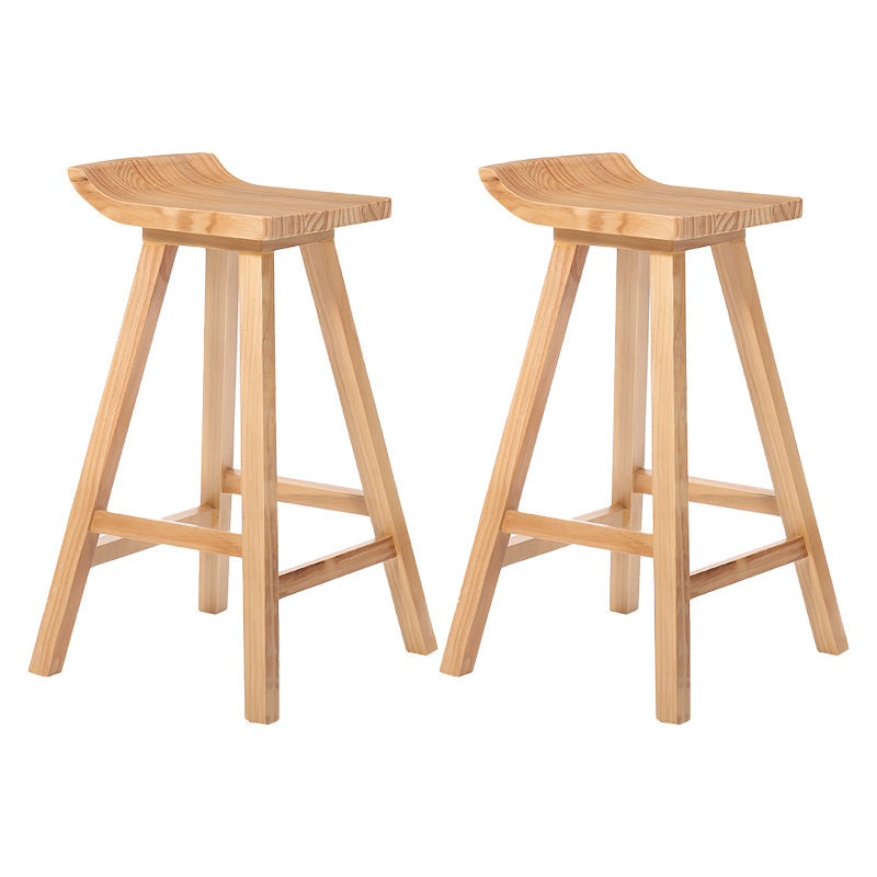Contemporary Solid Wood Bar Stool Indoor Bar Stool With Footrest and Wood Seat 2 Piece Set Clearhalo 'Bar Furniture' 'Bar Stools' 'bar_stools' 'furn' 'furn_bar_stools' 'furniture_bar_stools' 'Kitchen & Dining Furniture' 'kitchen&dining_furn' 'kitchen' 'kitchen_furn' Furniture' 4575810