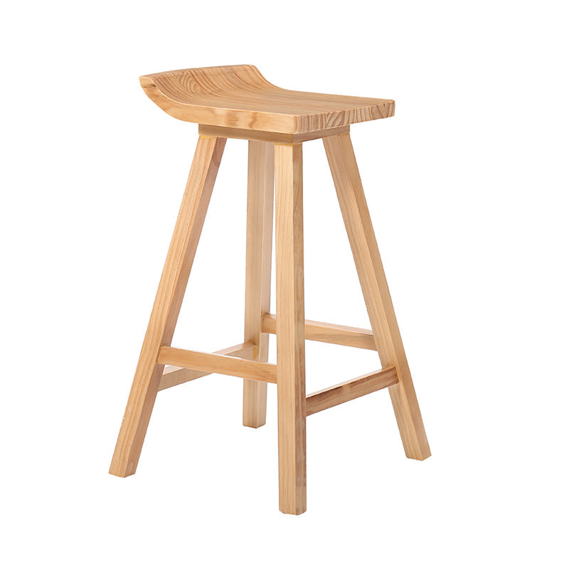 Contemporary Solid Wood Bar Stool Indoor Bar Stool With Footrest and Wood Seat 1 Piece Clearhalo 'Bar Furniture' 'Bar Stools' 'bar_stools' 'furn' 'furn_bar_stools' 'furniture_bar_stools' 'Kitchen & Dining Furniture' 'kitchen&dining_furn' 'kitchen' 'kitchen_furn' Furniture' 4575815