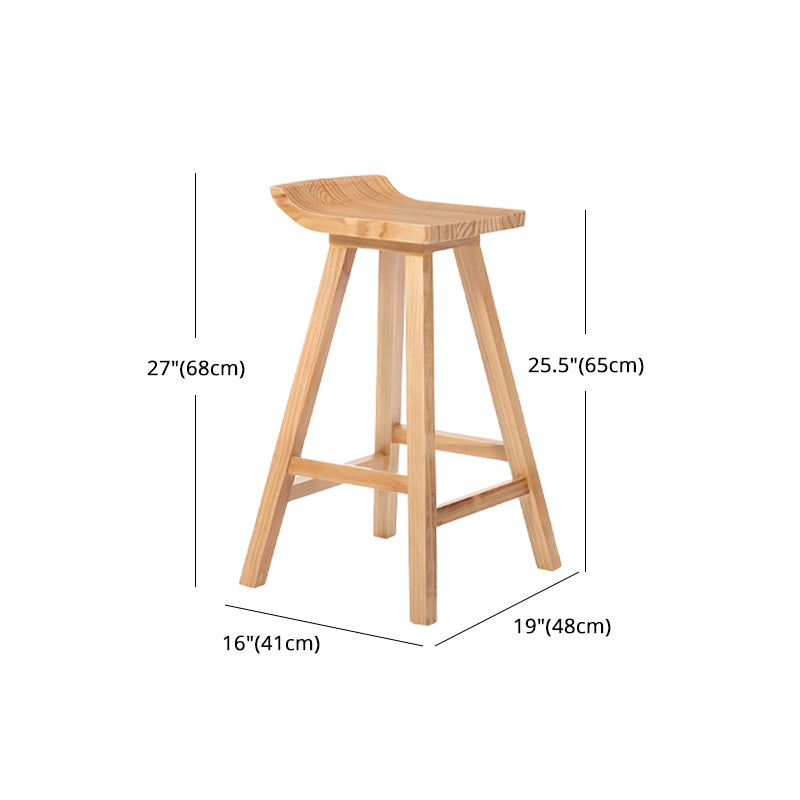 Contemporary Solid Wood Bar Stool Indoor Bar Stool With Footrest and Wood Seat Clearhalo 'Bar Furniture' 'Bar Stools' 'bar_stools' 'furn' 'furn_bar_stools' 'furniture_bar_stools' 'Kitchen & Dining Furniture' 'kitchen&dining_furn' 'kitchen' 'kitchen_furn' Furniture' 4575818