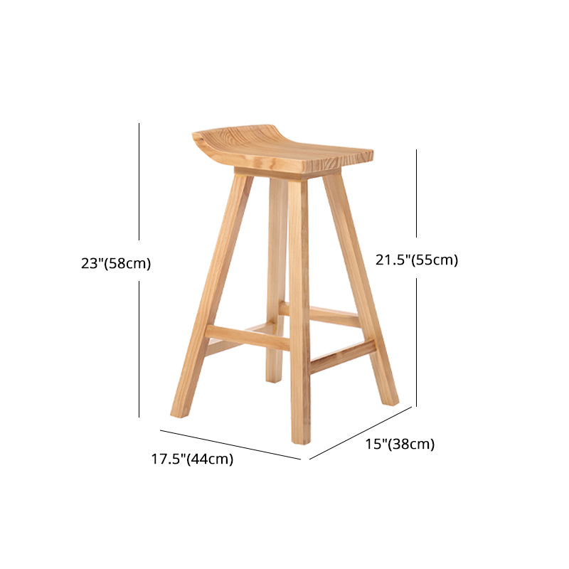 Contemporary Solid Wood Bar Stool Indoor Bar Stool With Footrest and Wood Seat Clearhalo 'Bar Furniture' 'Bar Stools' 'bar_stools' 'furn' 'furn_bar_stools' 'furniture_bar_stools' 'Kitchen & Dining Furniture' 'kitchen&dining_furn' 'kitchen' 'kitchen_furn' Furniture' 4575820
