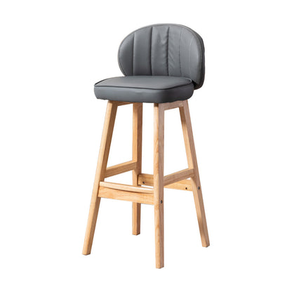 Contemporary Leather Solid Wood Barstool Bristol Bar Stool with Footrest and Low Back Grey 1 Piece Clearhalo 'Bar Furniture' 'Bar Stools' 'bar_stools' 'furn' 'furn_bar_stools' 'furniture_bar_stools' 'Kitchen & Dining Furniture' 'kitchen&dining_furn' 'kitchen' 'kitchen_furn' Furniture' 4575822
