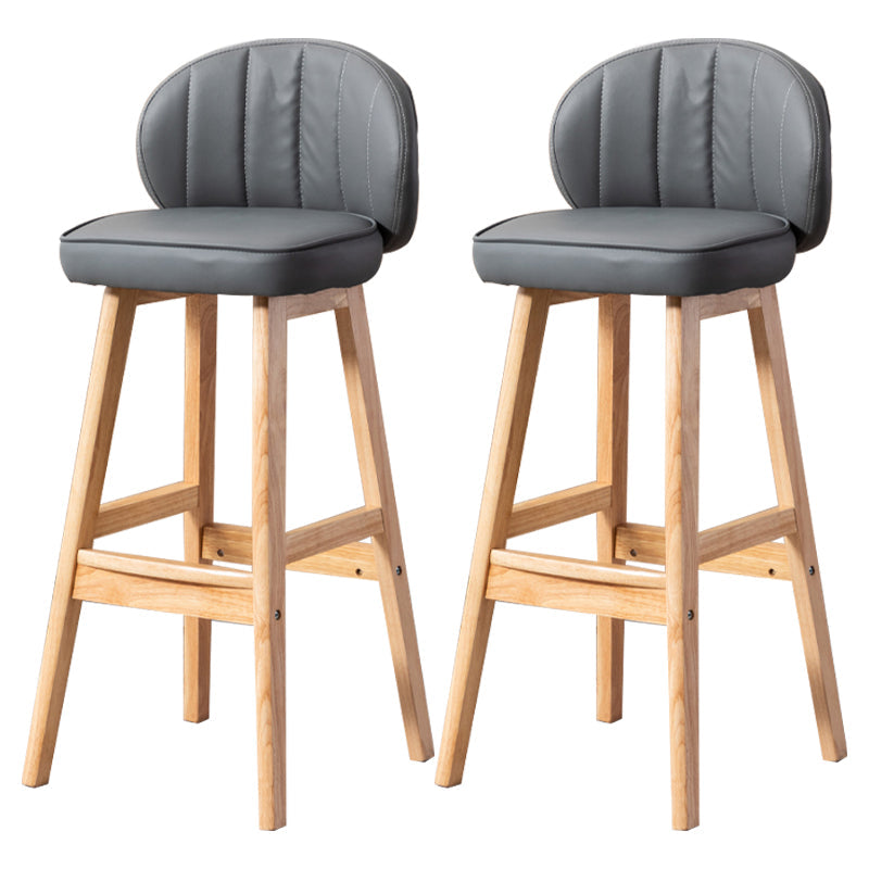 Contemporary Leather Solid Wood Barstool Bristol Bar Stool with Footrest and Low Back Grey 2 Piece Set Clearhalo 'Bar Furniture' 'Bar Stools' 'bar_stools' 'furn' 'furn_bar_stools' 'furniture_bar_stools' 'Kitchen & Dining Furniture' 'kitchen&dining_furn' 'kitchen' 'kitchen_furn' Furniture' 4575830