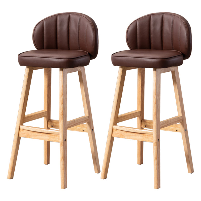 Contemporary Leather Solid Wood Barstool Bristol Bar Stool with Footrest and Low Back Brown 2 Piece Set Clearhalo 'Bar Furniture' 'Bar Stools' 'bar_stools' 'furn' 'furn_bar_stools' 'furniture_bar_stools' 'Kitchen & Dining Furniture' 'kitchen&dining_furn' 'kitchen' 'kitchen_furn' Furniture' 4575831