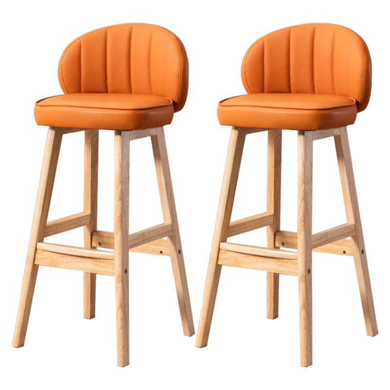 Contemporary Leather Solid Wood Barstool Bristol Bar Stool with Footrest and Low Back Orange 2 Piece Set Clearhalo 'Bar Furniture' 'Bar Stools' 'bar_stools' 'furn' 'furn_bar_stools' 'furniture_bar_stools' 'Kitchen & Dining Furniture' 'kitchen&dining_furn' 'kitchen' 'kitchen_furn' Furniture' 4575833