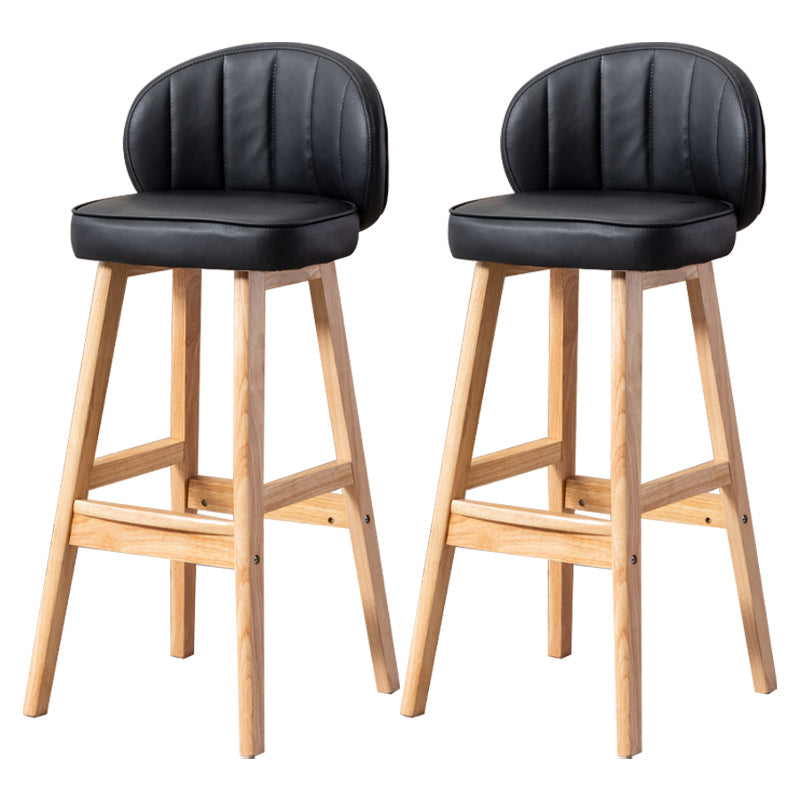 Contemporary Leather Solid Wood Barstool Bristol Bar Stool with Footrest and Low Back Black 2 Piece Set Clearhalo 'Bar Furniture' 'Bar Stools' 'bar_stools' 'furn' 'furn_bar_stools' 'furniture_bar_stools' 'Kitchen & Dining Furniture' 'kitchen&dining_furn' 'kitchen' 'kitchen_furn' Furniture' 4575835