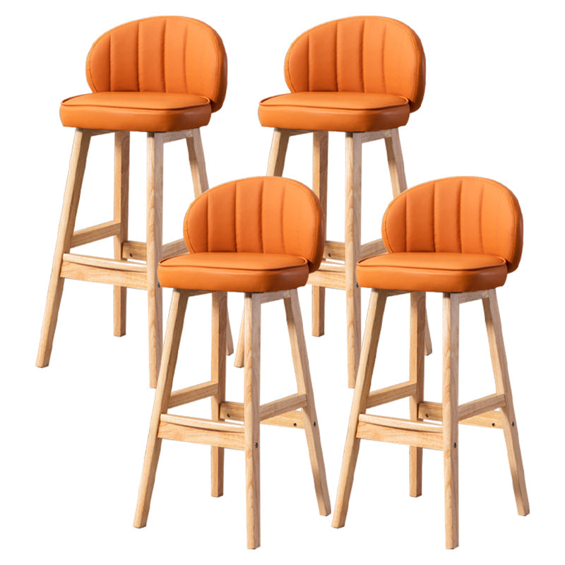 Contemporary Leather Solid Wood Barstool Bristol Bar Stool with Footrest and Low Back Orange 4 Piece Set Clearhalo 'Bar Furniture' 'Bar Stools' 'bar_stools' 'furn' 'furn_bar_stools' 'furniture_bar_stools' 'Kitchen & Dining Furniture' 'kitchen&dining_furn' 'kitchen' 'kitchen_furn' Furniture' 4575840