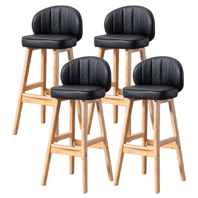 Contemporary Leather Solid Wood Barstool Bristol Bar Stool with Footrest and Low Back Black 4 Piece Set Clearhalo 'Bar Furniture' 'Bar Stools' 'bar_stools' 'furn' 'furn_bar_stools' 'furniture_bar_stools' 'Kitchen & Dining Furniture' 'kitchen&dining_furn' 'kitchen' 'kitchen_furn' Furniture' 4575841
