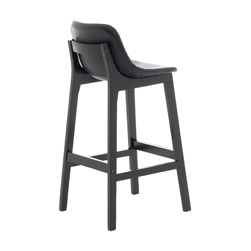 Scandinavia Style Bar-stool Wooden Legs Bucket Seat with Low Back for Kitchen Bar Black Black 1 Piece Clearhalo 'Bar Furniture' 'Bar Stools' 'bar_stools' 'furn' 'furn_bar_stools' 'furniture_bar_stools' 'Kitchen & Dining Furniture' 'kitchen&dining_furn' 'kitchen' 'kitchen_furn' Furniture' 4575845