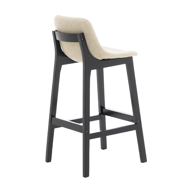 Scandinavia Style Bar-stool Wooden Legs Bucket Seat with Low Back for Kitchen Bar Off-White Black 1 Piece Clearhalo 'Bar Furniture' 'Bar Stools' 'bar_stools' 'furn' 'furn_bar_stools' 'furniture_bar_stools' 'Kitchen & Dining Furniture' 'kitchen&dining_furn' 'kitchen' 'kitchen_furn' Furniture' 4575846
