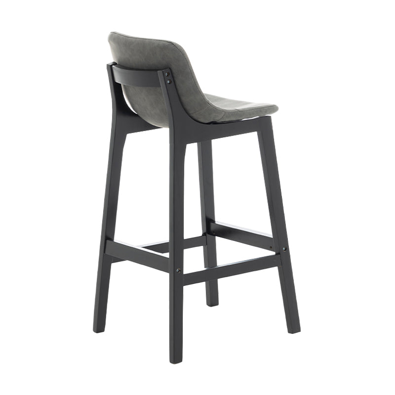 Scandinavia Style Bar-stool Wooden Legs Bucket Seat with Low Back for Kitchen Bar Grey Black 1 Piece Clearhalo 'Bar Furniture' 'Bar Stools' 'bar_stools' 'furn' 'furn_bar_stools' 'furniture_bar_stools' 'Kitchen & Dining Furniture' 'kitchen&dining_furn' 'kitchen' 'kitchen_furn' Furniture' 4575848