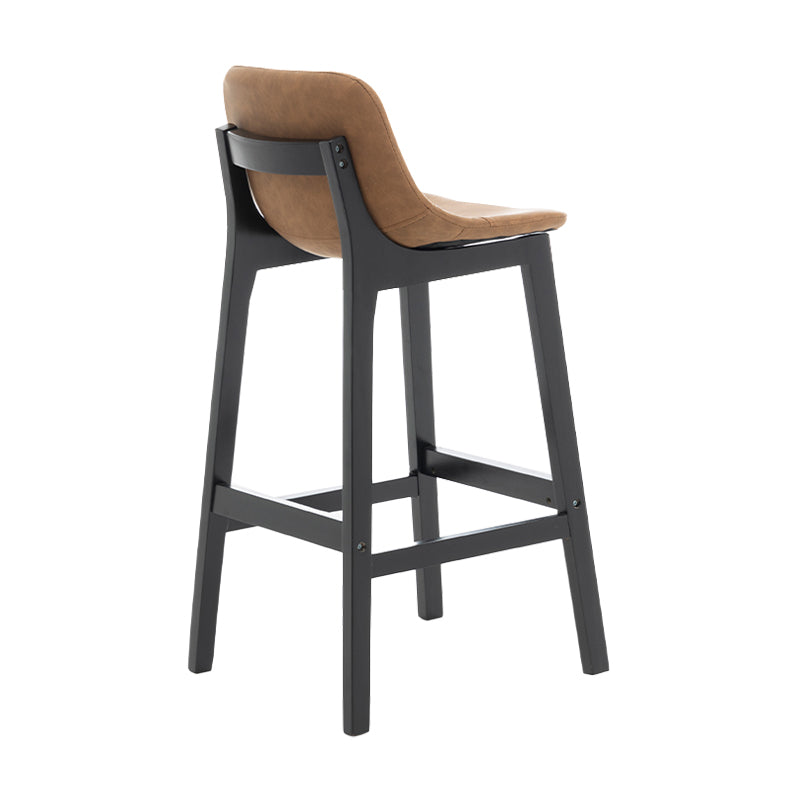 Scandinavia Style Bar-stool Wooden Legs Bucket Seat with Low Back for Kitchen Bar Brown Black 1 Piece Clearhalo 'Bar Furniture' 'Bar Stools' 'bar_stools' 'furn' 'furn_bar_stools' 'furniture_bar_stools' 'Kitchen & Dining Furniture' 'kitchen&dining_furn' 'kitchen' 'kitchen_furn' Furniture' 4575850