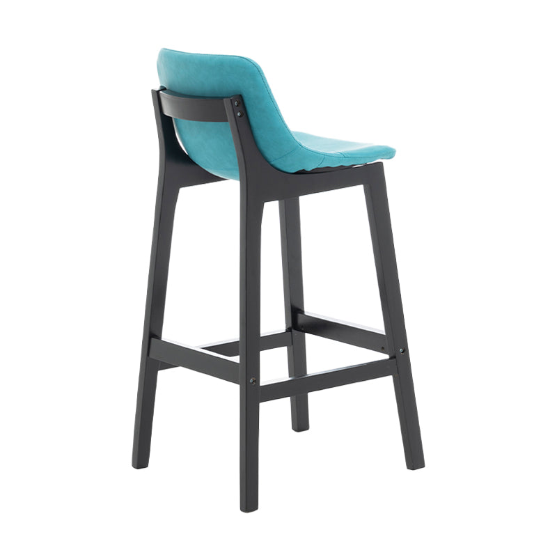 Scandinavia Style Bar-stool Wooden Legs Bucket Seat with Low Back for Kitchen Bar Blue Black 1 Piece Clearhalo 'Bar Furniture' 'Bar Stools' 'bar_stools' 'furn' 'furn_bar_stools' 'furniture_bar_stools' 'Kitchen & Dining Furniture' 'kitchen&dining_furn' 'kitchen' 'kitchen_furn' Furniture' 4575854