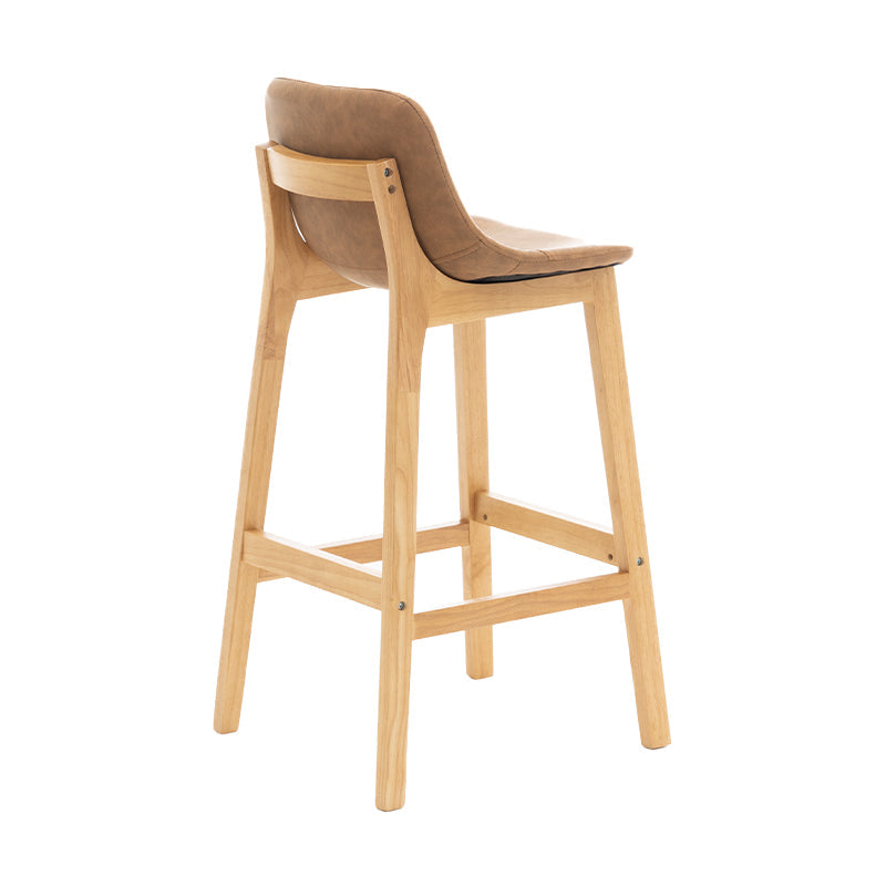Scandinavia Style Bar-stool Wooden Legs Bucket Seat with Low Back for Kitchen Bar Brown Natural 1 Piece Clearhalo 'Bar Furniture' 'Bar Stools' 'bar_stools' 'furn' 'furn_bar_stools' 'furniture_bar_stools' 'Kitchen & Dining Furniture' 'kitchen&dining_furn' 'kitchen' 'kitchen_furn' Furniture' 4575862