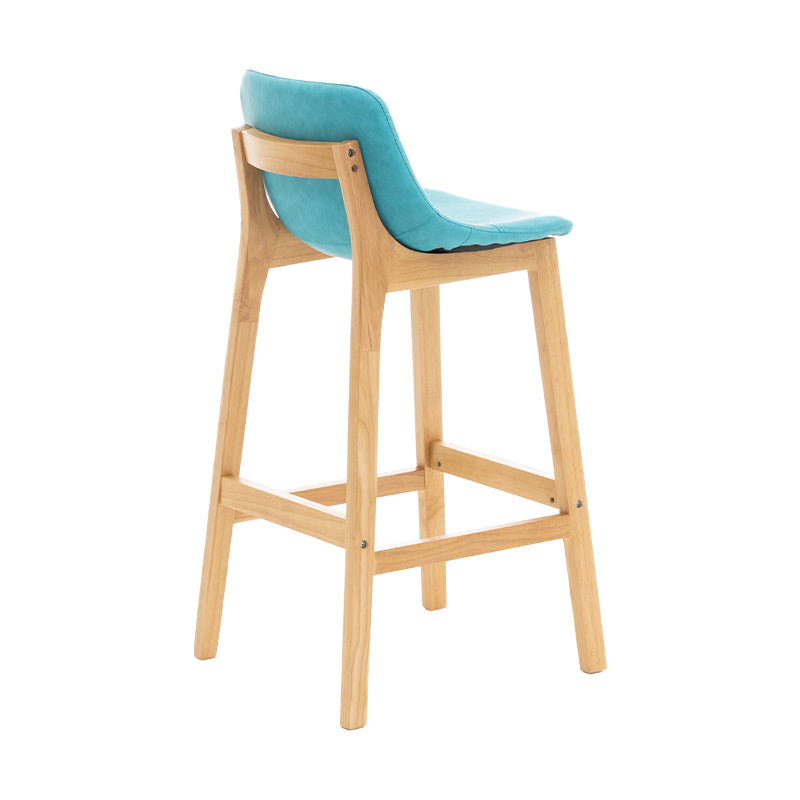 Scandinavia Style Bar-stool Wooden Legs Bucket Seat with Low Back for Kitchen Bar Blue Natural 1 Piece Clearhalo 'Bar Furniture' 'Bar Stools' 'bar_stools' 'furn' 'furn_bar_stools' 'furniture_bar_stools' 'Kitchen & Dining Furniture' 'kitchen&dining_furn' 'kitchen' 'kitchen_furn' Furniture' 4575864