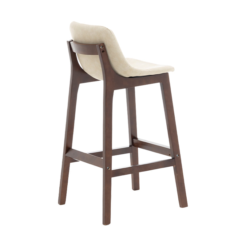 Scandinavia Style Bar-stool Wooden Legs Bucket Seat with Low Back for Kitchen Bar Off-White Brown 1 Piece Clearhalo 'Bar Furniture' 'Bar Stools' 'bar_stools' 'furn' 'furn_bar_stools' 'furniture_bar_stools' 'Kitchen & Dining Furniture' 'kitchen&dining_furn' 'kitchen' 'kitchen_furn' Furniture' 4575866