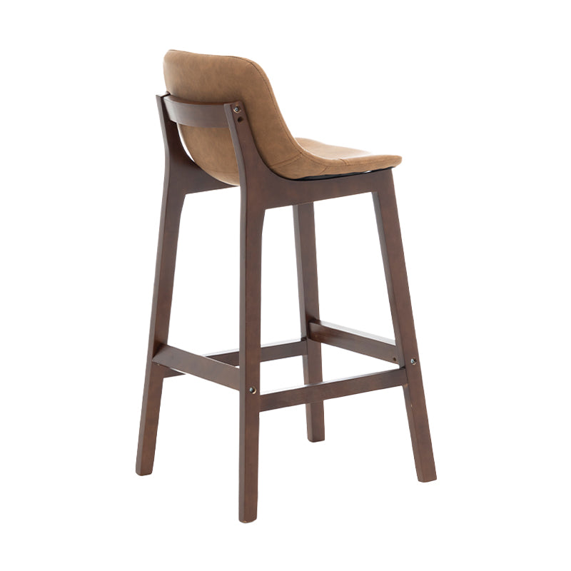 Scandinavia Style Bar-stool Wooden Legs Bucket Seat with Low Back for Kitchen Bar Brown Brown 1 Piece Clearhalo 'Bar Furniture' 'Bar Stools' 'bar_stools' 'furn' 'furn_bar_stools' 'furniture_bar_stools' 'Kitchen & Dining Furniture' 'kitchen&dining_furn' 'kitchen' 'kitchen_furn' Furniture' 4575868