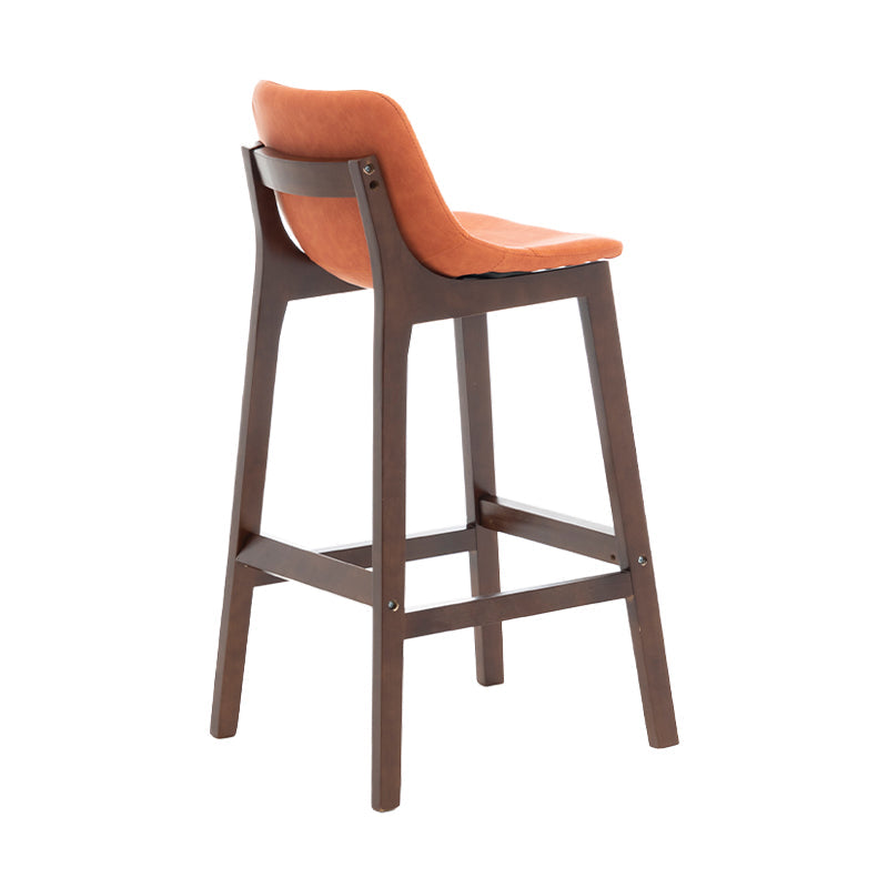 Scandinavia Style Bar-stool Wooden Legs Bucket Seat with Low Back for Kitchen Bar Orange Brown 1 Piece Clearhalo 'Bar Furniture' 'Bar Stools' 'bar_stools' 'furn' 'furn_bar_stools' 'furniture_bar_stools' 'Kitchen & Dining Furniture' 'kitchen&dining_furn' 'kitchen' 'kitchen_furn' Furniture' 4575869