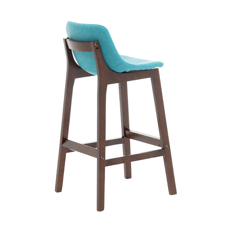 Scandinavia Style Bar-stool Wooden Legs Bucket Seat with Low Back for Kitchen Bar Blue Brown 1 Piece Clearhalo 'Bar Furniture' 'Bar Stools' 'bar_stools' 'furn' 'furn_bar_stools' 'furniture_bar_stools' 'Kitchen & Dining Furniture' 'kitchen&dining_furn' 'kitchen' 'kitchen_furn' Furniture' 4575870