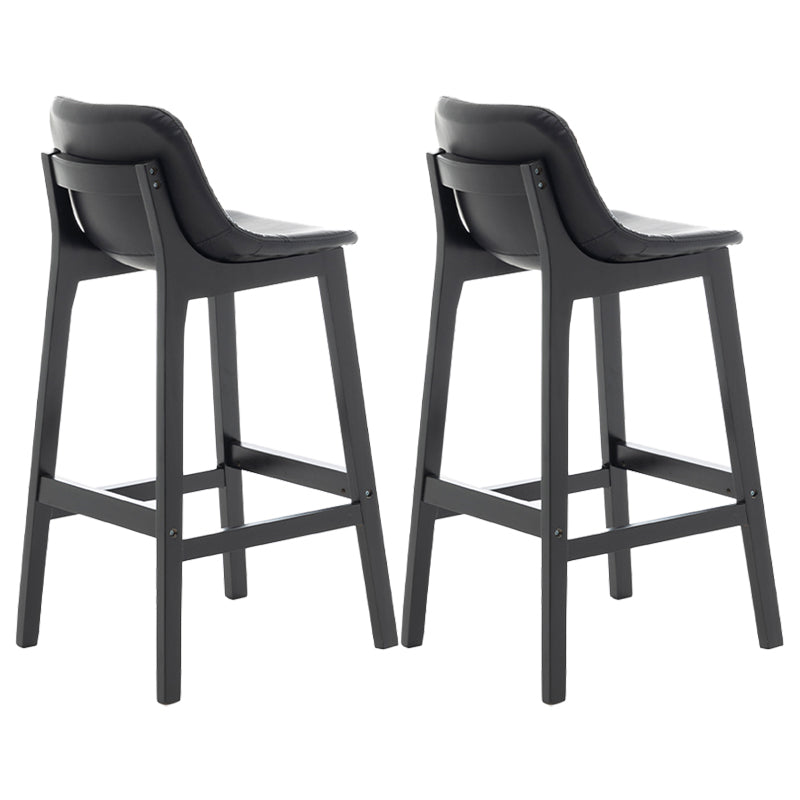 Scandinavia Style Bar-stool Wooden Legs Bucket Seat with Low Back for Kitchen Bar Black Black 2 Piece Set Clearhalo 'Bar Furniture' 'Bar Stools' 'bar_stools' 'furn' 'furn_bar_stools' 'furniture_bar_stools' 'Kitchen & Dining Furniture' 'kitchen&dining_furn' 'kitchen' 'kitchen_furn' Furniture' 4575871