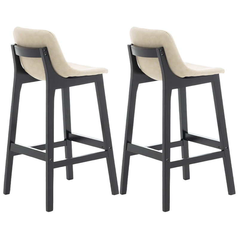 Scandinavia Style Bar-stool Wooden Legs Bucket Seat with Low Back for Kitchen Bar Off-White Black 2 Piece Set Clearhalo 'Bar Furniture' 'Bar Stools' 'bar_stools' 'furn' 'furn_bar_stools' 'furniture_bar_stools' 'Kitchen & Dining Furniture' 'kitchen&dining_furn' 'kitchen' 'kitchen_furn' Furniture' 4575872