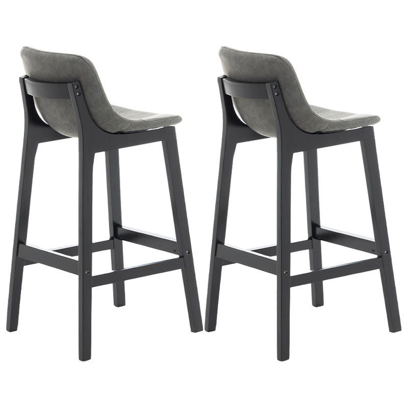 Scandinavia Style Bar-stool Wooden Legs Bucket Seat with Low Back for Kitchen Bar Grey Black 2 Piece Set Clearhalo 'Bar Furniture' 'Bar Stools' 'bar_stools' 'furn' 'furn_bar_stools' 'furniture_bar_stools' 'Kitchen & Dining Furniture' 'kitchen&dining_furn' 'kitchen' 'kitchen_furn' Furniture' 4575873