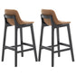 Scandinavia Style Bar-stool Wooden Legs Bucket Seat with Low Back for Kitchen Bar Brown Black 2 Piece Set Clearhalo 'Bar Furniture' 'Bar Stools' 'bar_stools' 'furn' 'furn_bar_stools' 'furniture_bar_stools' 'Kitchen & Dining Furniture' 'kitchen&dining_furn' 'kitchen' 'kitchen_furn' Furniture' 4575874