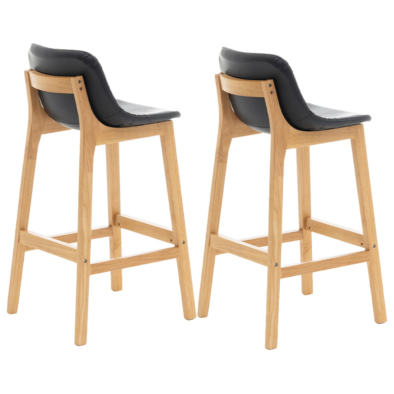 Scandinavia Style Bar-stool Wooden Legs Bucket Seat with Low Back for Kitchen Bar Black Natural 2 Piece Set Clearhalo 'Bar Furniture' 'Bar Stools' 'bar_stools' 'furn' 'furn_bar_stools' 'furniture_bar_stools' 'Kitchen & Dining Furniture' 'kitchen&dining_furn' 'kitchen' 'kitchen_furn' Furniture' 4575877